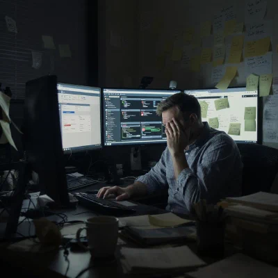 Buried in Busywork - illustrating the frustrating 'old way' of working.